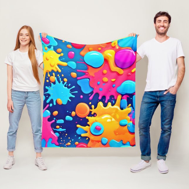 Rainbow Stänk Paint Art Fleecefilt (På plats)