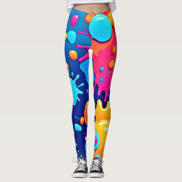 Rainbow Stänk Paint Art Leggings