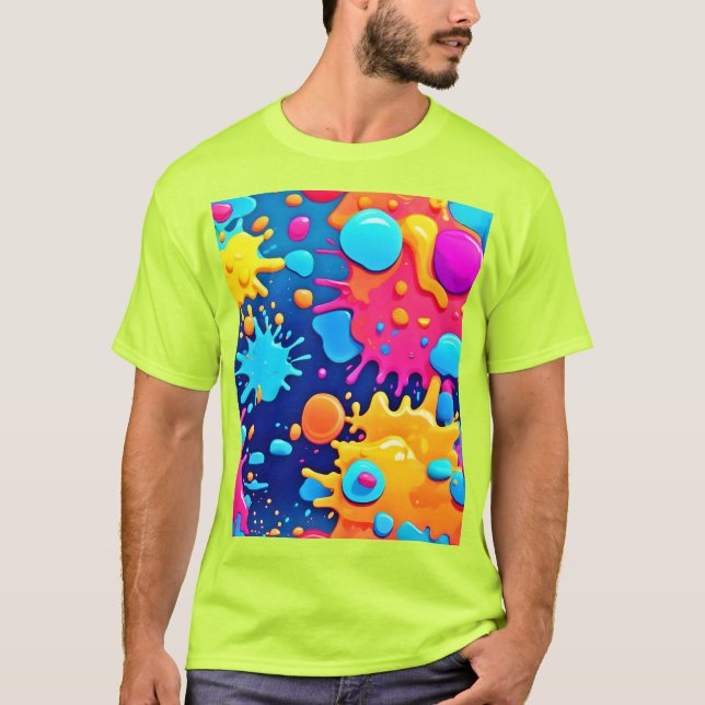 Rainbow Stänk Paint Art T Shirt (Framsida)