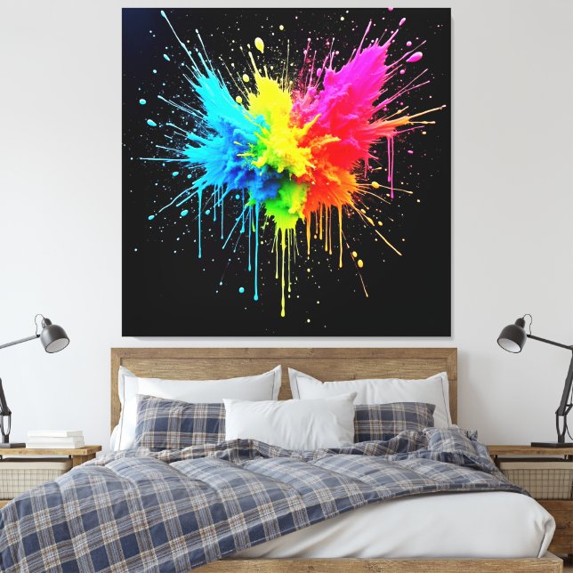 Rainbow Stänk Powder Art Canvastryck (Insitu (sovrum))
