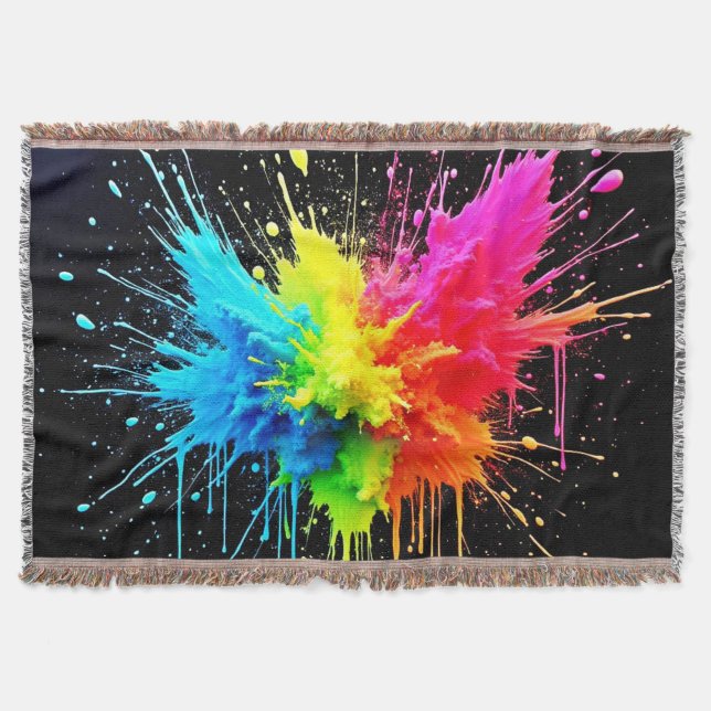 Rainbow Stänk Powder Art Filt (Framsidan)