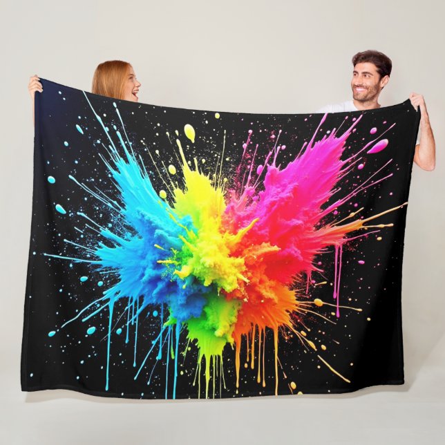 Rainbow Stänk Powder Art Fleecefilt (På plats)