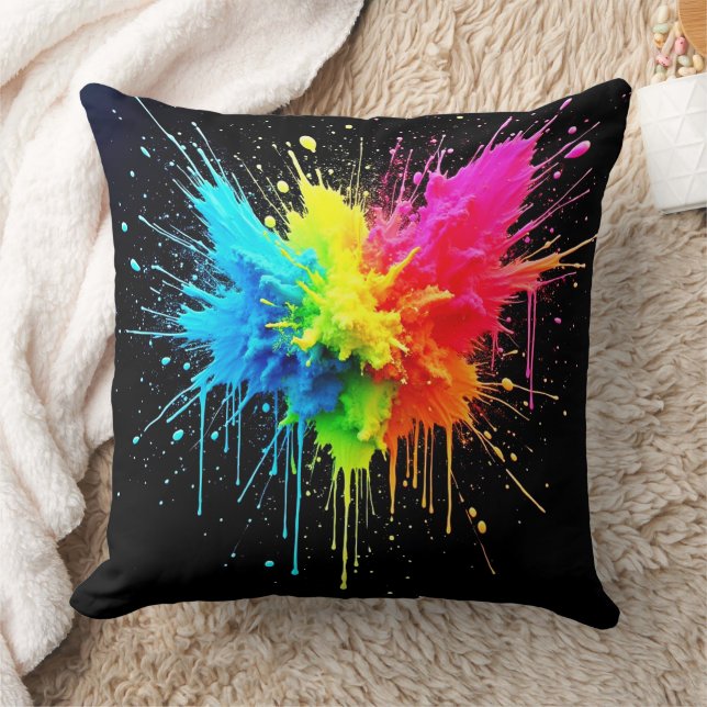 Rainbow Stänk Powder Art Kudde (Filt)