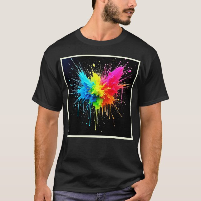 Rainbow Stänk Powder Art T Shirt (Framsida)
