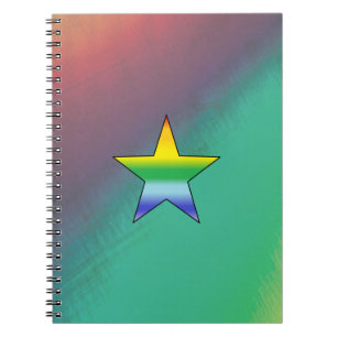 Rainbow Star Anteckningsbok Med Spiral