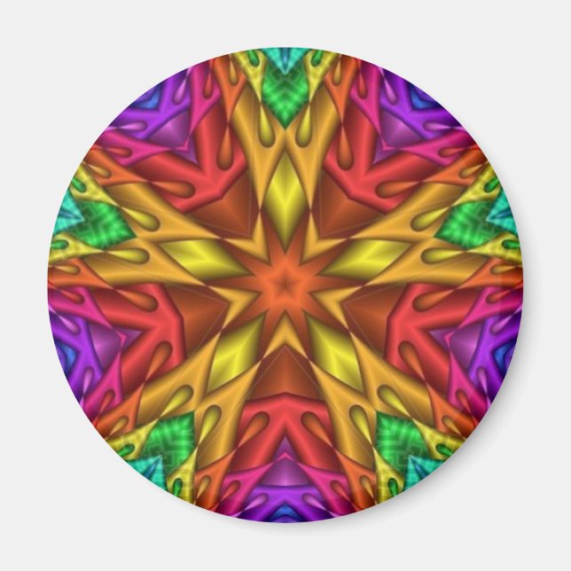 Rainbow Star Fractal Helig Geometry Magnet (Framsidan)