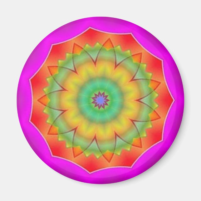 Rainbow Star Kaleidoscope Mandala Heart Sticker Magnet (Framsidan)