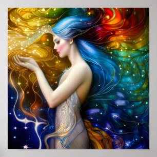 Rainbow Starlight Digital Art Poster