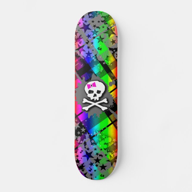 Rainbow Starry Döskalle skateboard Deck (Framsida)