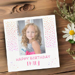 Rainbow Stars Birthday Kids Girl Photo Pappersservett<br><div class="desc">Rainbow Stars Birthday Kids Girl Photo Napkins. Kaporna har färgstarka stjärnor och faux-glitter. Party-blöjor för dina vänner och din familj. Ladda upp fotot och anpassa blöjorna med ditt namn och din text.</div>