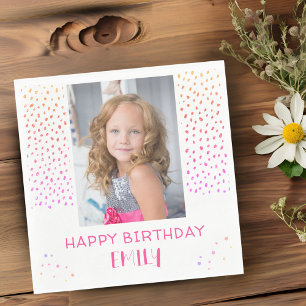 Rainbow Stars Birthday Kids Girl Photo Pappersservett
