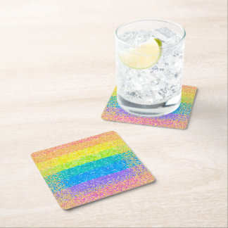 Rainbow Stars Birthday Underlägg Papper Kvadrat