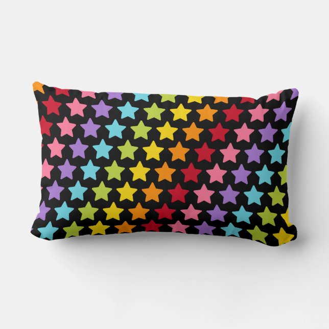 Rainbow Stars Coloful Decorative Throw Pillow Lumbarkudde (Baksida)