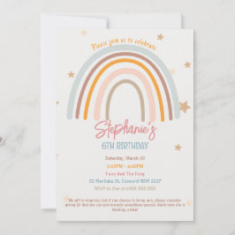 Rainbow Stars Fiver Party Birthday-inbjudan Inbjudningar
