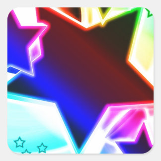 Rainbow Stars Fyrkantigt Klistermärke