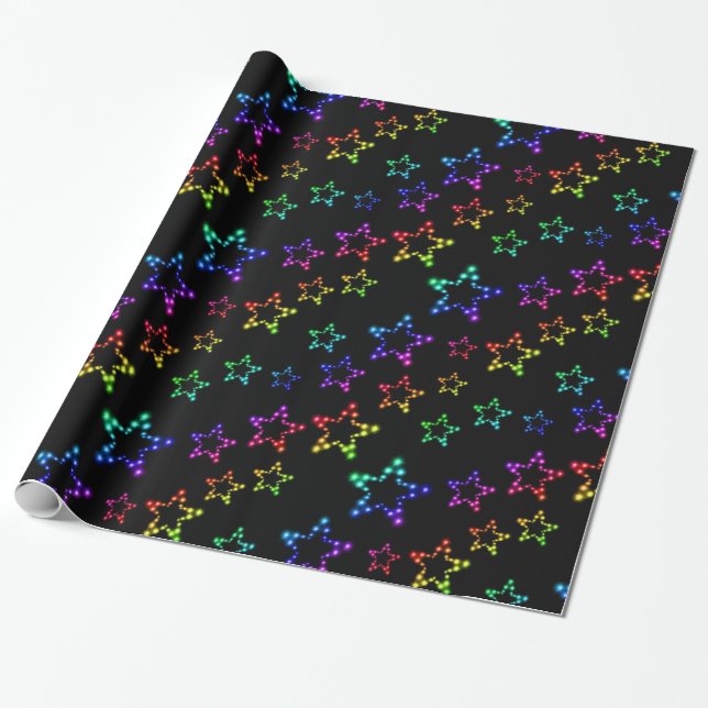 Rainbow Stars Mönster Wrapping Papper Presentpapper (Utrullad)
