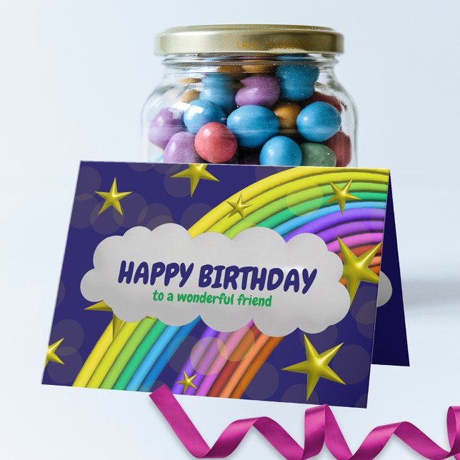 Rainbow Stars och Cloud Grattis på födelsedagen ti Kort (Skapare uppladdad)