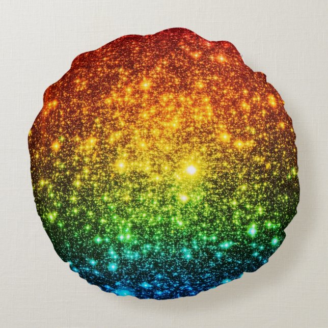 Rainbow Stars Round Pillow Rund Kudde (Baksidan)
