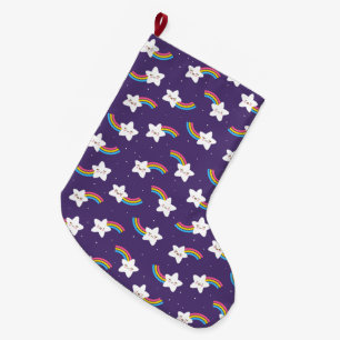 Rainbow Stars Stocking Stor Julstrumpa