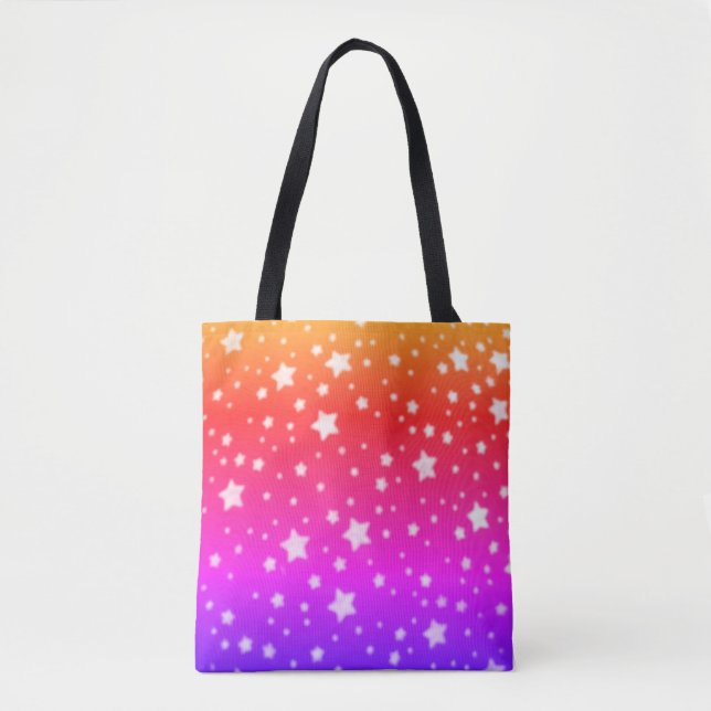 Rainbow Stars Tote Bag Tygkasse (Framsida)
