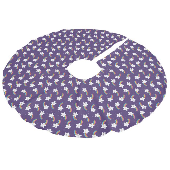 Rainbow Stars Träd Skirt Julgransmatta Fusklinne (Vinklad)