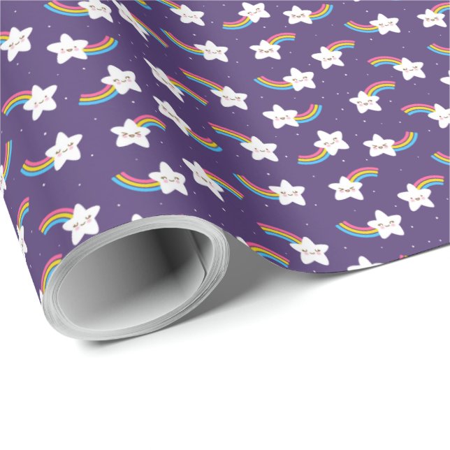 Rainbow Stars Wrapping Papper Presentpapper (Rullad Hörn)