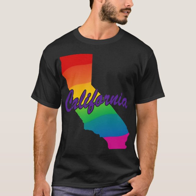Rainbow State Outline California T-shirt (Framsida)