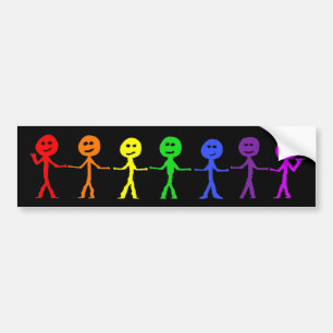 Rainbow Stickmen Bildekal