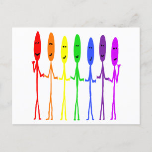 Rainbow Stickmen Vykort