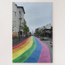 Rainbow Street i Reykjavik-Islandet Pussel