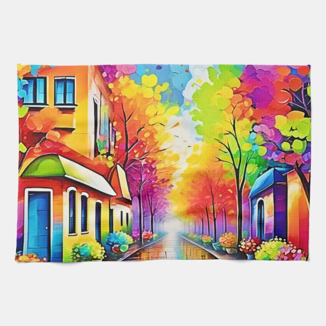 Rainbow Street: Vivid Town Kökshandduk (Horisontell)