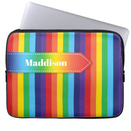 Rainbow Stripe Electronics Sleeve med Namn