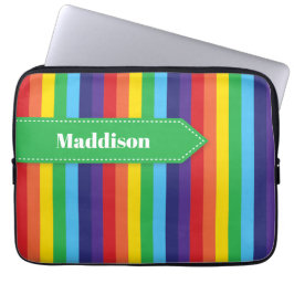 Rainbow Stripe Electronics Sleeve med Namn
