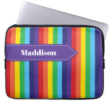 Rainbow Stripe Electronics Sleeve med Namn
