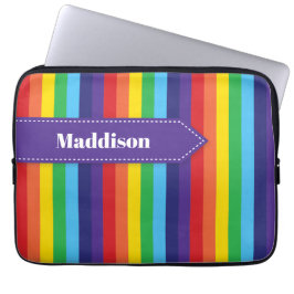 Rainbow Stripe Electronics Sleeve med Namn