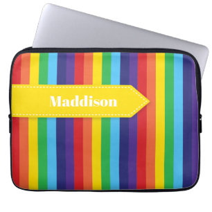 Rainbow Stripe Electronics Sleeve med Namn