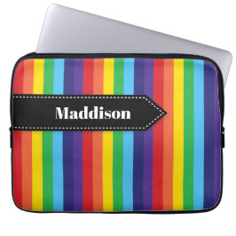 Rainbow Stripe Electronics Sleeve med Namn