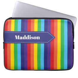 Rainbow Stripe Electronics Sleeve med Namn