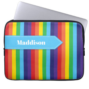 Rainbow Stripe Electronics Sleeve med Namn