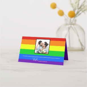 Rainbow Stripe Gay pride par Bröllop Photo Placeringskort