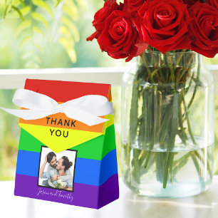 Rainbow Stripe Gay pride Photo LGBTQ Bröllop Presentaskar