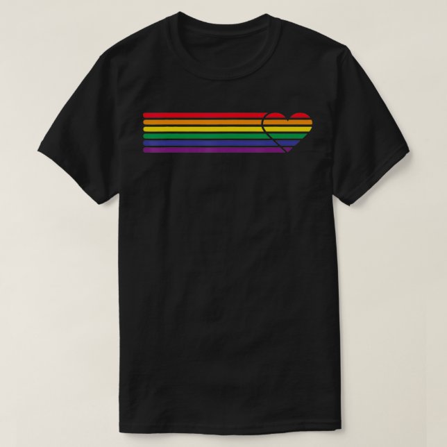 Rainbow Stripe Heart Pride Gay Flag LGBTQ Unity Cl T Shirt (Design framsida)