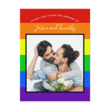 Rainbow Stripe, par fotobröllopsinbjudningar