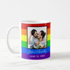 Rainbow Stripe Photo LGBTQ Bröllop-årsdag Kaffemugg