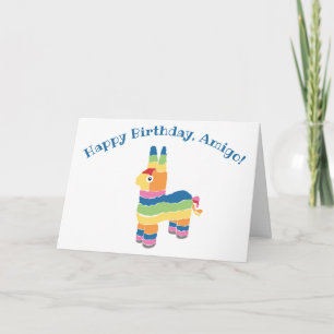 Rainbow Stripe Pinata Birthday Kort