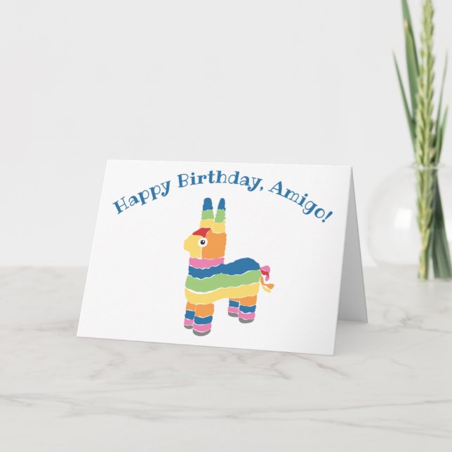 Rainbow Stripe Pinata Birthday Kort (Framsida)