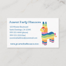 Rainbow Stripe Pinata Party Planners Visitkort