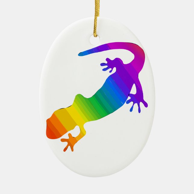 Rainbow Stripe Salamander Julgransprydnad Keramik (Framsidan)