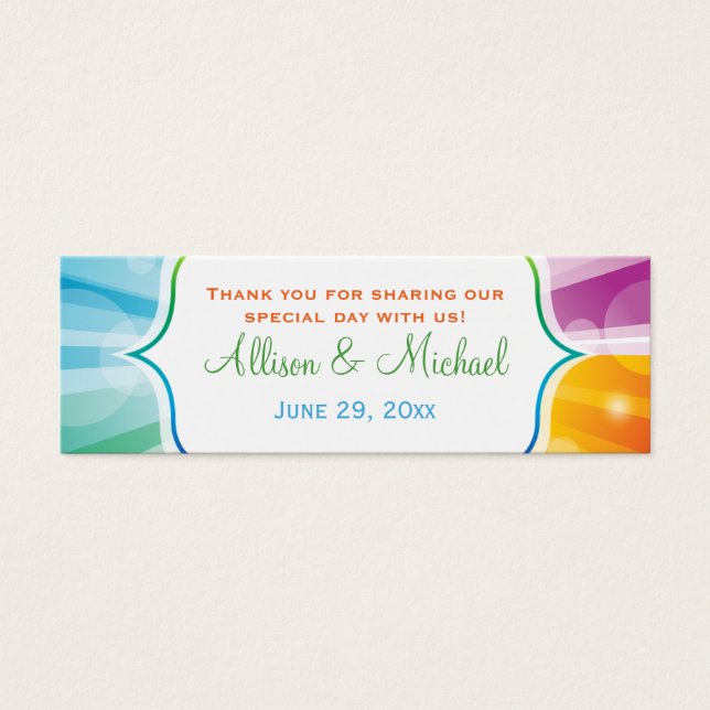 Rainbow Stripe Sunburst Wedding Favor Märkre Litet Visitkort (Framsidan)