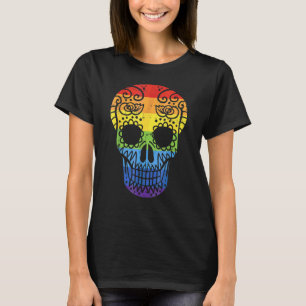 Rainbow Sugar Skull Day of the dead Lgbt Gay pride T Shirt